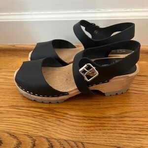 MIA swedish clogs, black leather, size 39